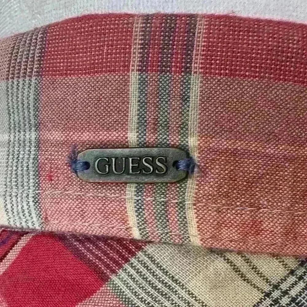 Guess Jeans Men's Clyde Plaid Button Pocket Shirt Long Sleeve Check Blue Size M - Picture 2 of 8